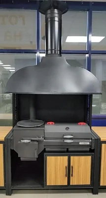 Модуль кухни К-3 для мангала с дымовым куполом, ящиком и дровницей